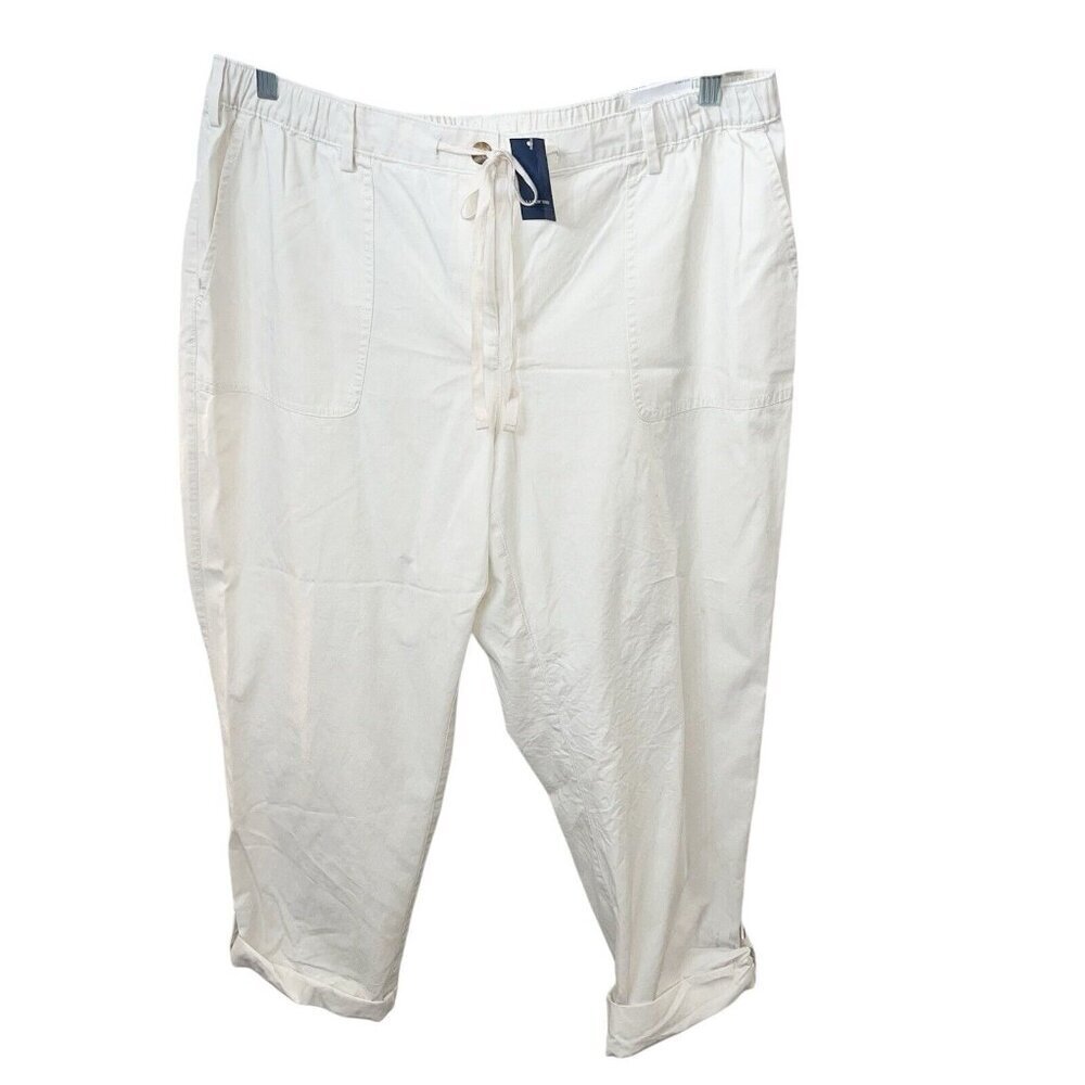 NWT Lands End Women's Mid Rise 100% Cotton Khaki Pants Size 18W READ